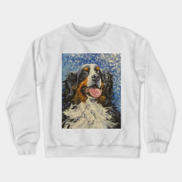 Bernese Mountain Dog Fine Art Painting Crewneck Sweatshirt by LASHEPARD